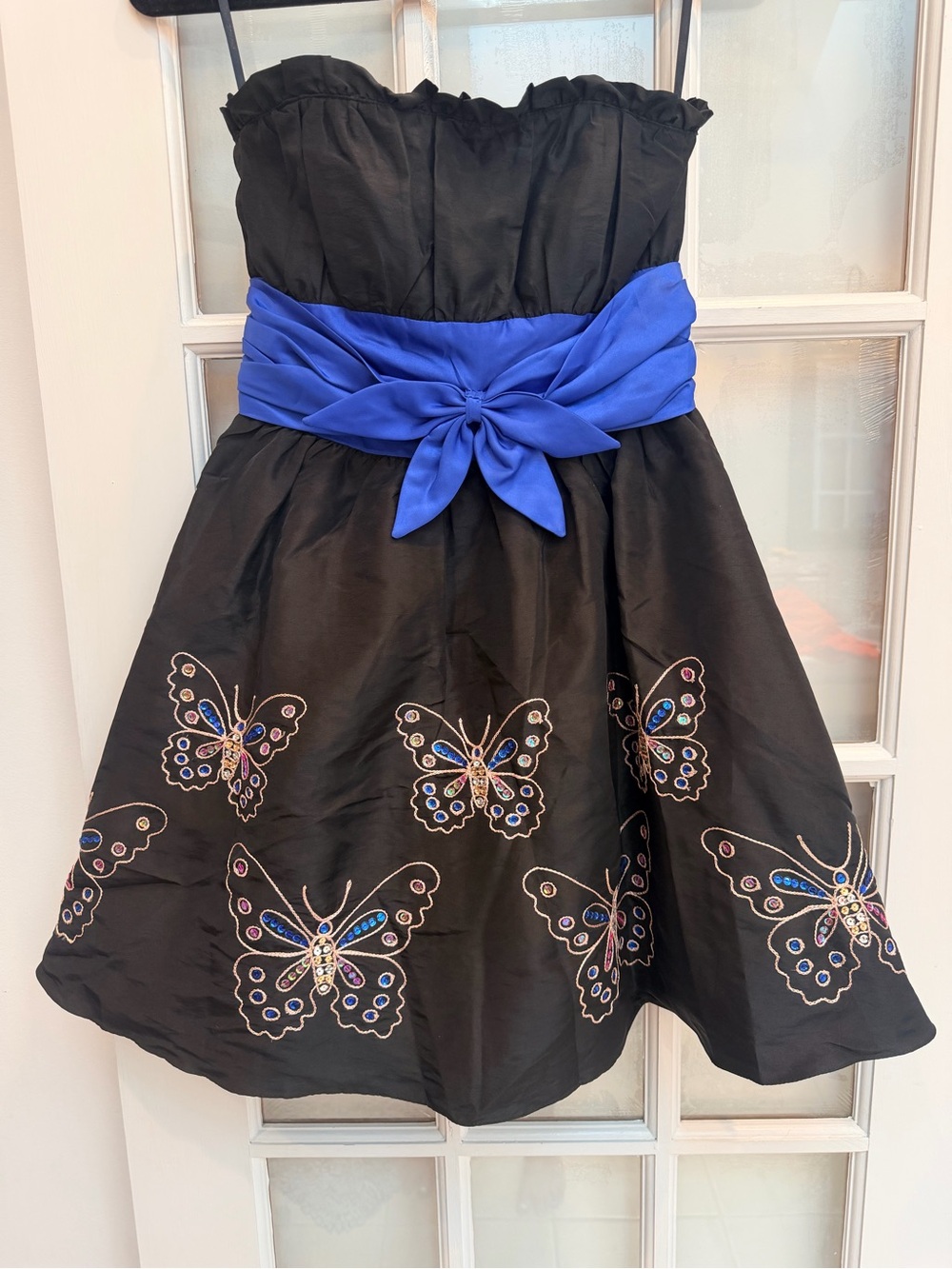 Vintage Betsey Johnson Y2K Rare Butterfly Sequin Embroidered Mini Dress Size 4